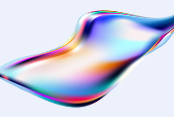 Abstract background of glass iridescent blob. Colorful liquid vector wallpaper.