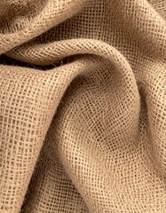 Close Up of Brown Burlap Fabric Texture Background with Detailed Weave Pattern