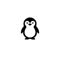 Fototapeta premium A simple black and white illustration of a cartoon penguin on white background