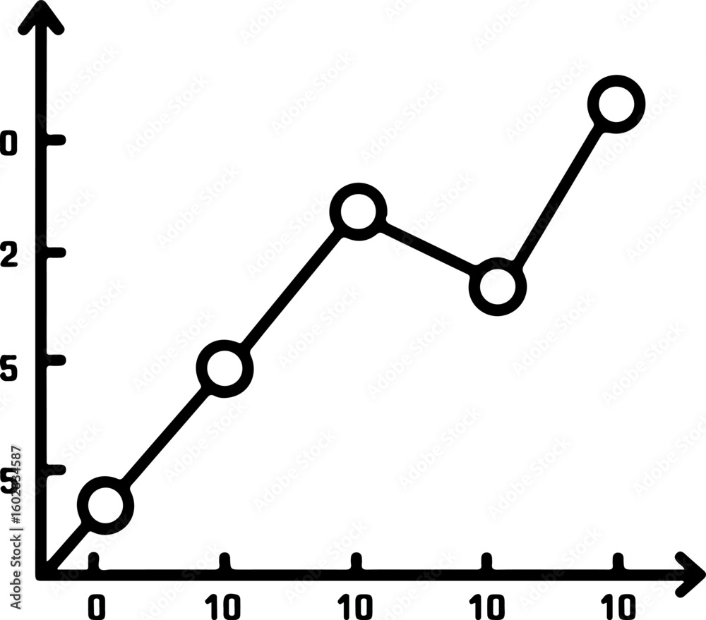 Poster simple line graph showing upward trend with data points and axes