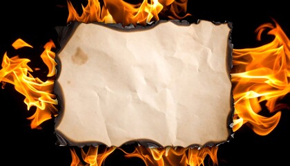 Crinkled paper engulfed in flames