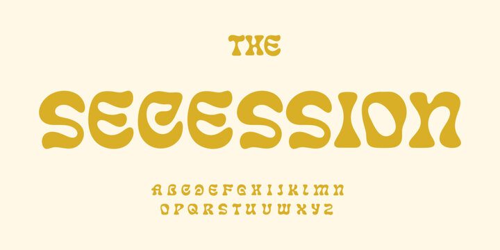 Groovy secession font, wavy boho alphabet logo alphabet, retro bold organic psychedelic lettering, bold art nouveau typeface, elegant branding typography, fluid typographic design. Vector typeset.