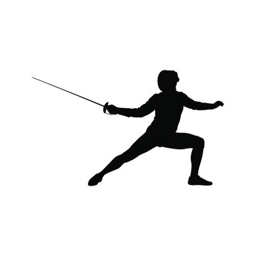 Silhouette of a fencer in action foil fencing competitive fencing fencing sport athlete  fencing silhouette