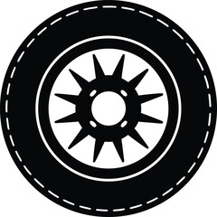 Obraz premium Black Car Tire Silhouette Vector Illustration for Automotive and Industrial Designs