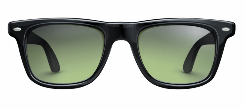 Stylish black sunglasses with green lenses, perfect for fashion and lifestyle