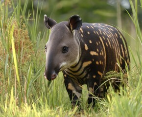 Fototapeta premium Brazilian tapir, Tapirus terrestris, in the wild