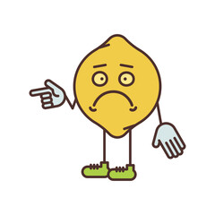 Lemon character half turn points finger and dissatisfied
