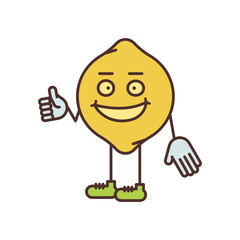Lemon character half turn shows thumbs up and smiling