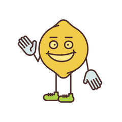Lemon character half turn waves his hand and smiling