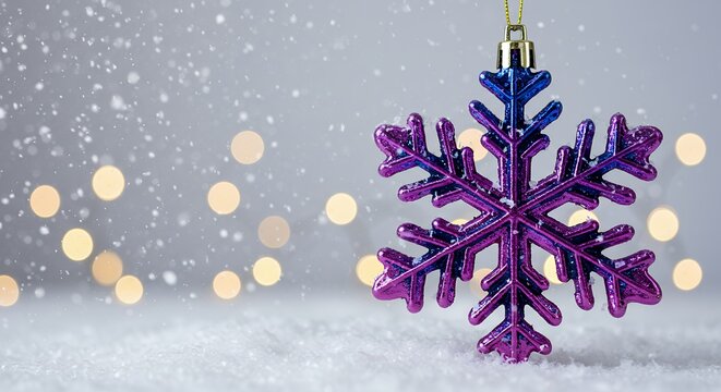 Purple blue snowflake ornament holiday background