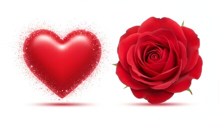 Red heart and rose illustration