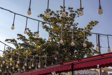 Street lighting holiday lighting. Lighting lamps for outdoor use. Street lighting.