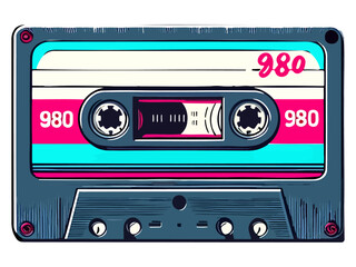 1980s Retro Cassette Tape Vector Art – Isolated Vintage Audio Icon Design (3)