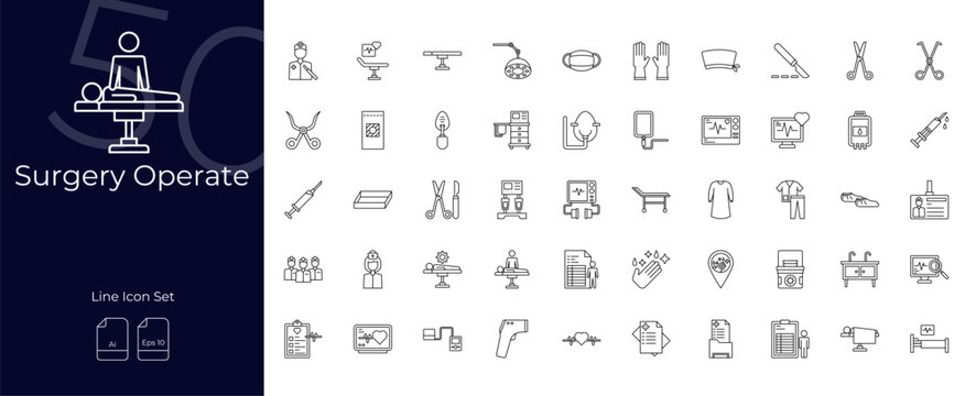 Surgery Operate Line Editable Icons set. Vector illustration in modern thin line style of Surgery Operate icons: surgical, surgeon, health care, etc