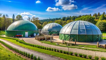 Modern Biogas Digesters Utilizing Renewable Energy for Sustainable Practices in a Picturesque Rural Setting
