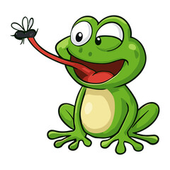 Frog Cartoon Mascot Cute Catch Flies Illustrations