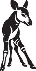 Black okapi silhouette with white negative space animal, Minimalist okapi black and white outline
