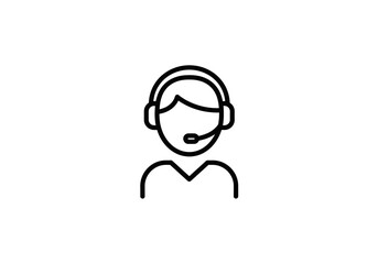 Simple Line Art Illustration of a Person Wearing Headphones