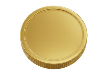 Isolated Golden Coin with Detailed Edge Rendering
