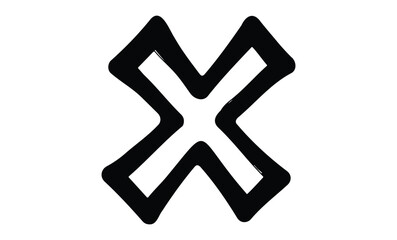 Obraz premium Monochrome geometric x shape with overlapping lines. Vector retro hand drawn illustration.