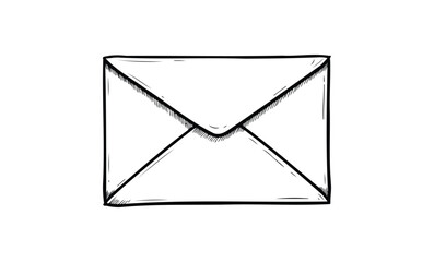 Hand-drawn vintage envelope sketch with detailed line art on white background. Vector retro hand drawn illustration.