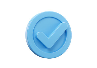Isolated Light Blue Check Mark Badge