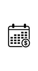 Black and White Calendar Icon with Dollar Sign, Financial Planning