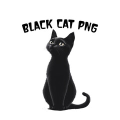 Cute Black Cat PNG Clipart Bundle  Sitting Cat Illustrations.