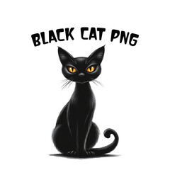 Cute Black Cat PNG Clipart Bundle  Sitting Cat Illustrations.