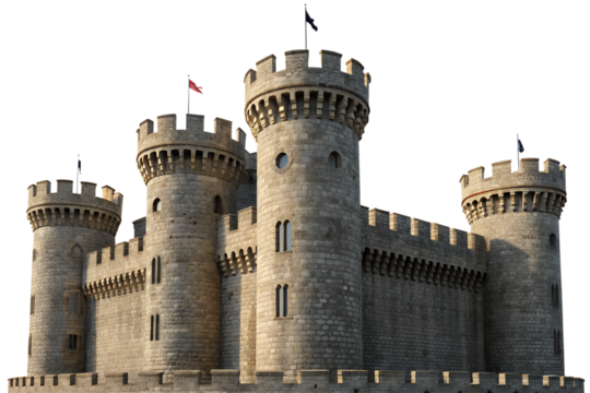 Ancient European castle tower: a historic stone fortification under the sky, perfect for travel and tourism