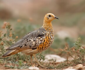 Black-bellied sandgrouse, Pterocles orientalis, in the wild