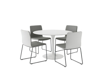 Isolated Modern Round Table with Four Chairs Minimalist Design