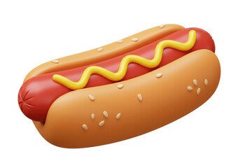 Isolated Delicious Hot Dog with Mustard Fast Food