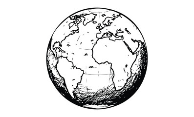 Obraz premium Hand-drawn world map sketch featuring europe and africa. Vector retro hand drawn illustration.