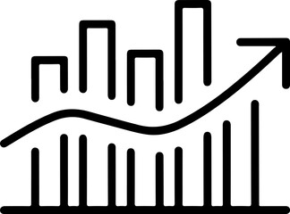 Growing business chart with upward trend arrow and rising bar graph