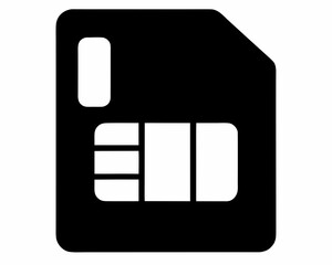 SIM card icon silhouette, Sim card flat simple vector icon illustration