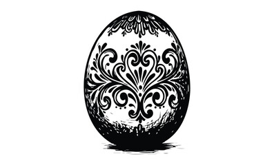 Fototapeta premium Intricate black and white decorative egg with ornate patterns. Vector retro hand drawn illustration.