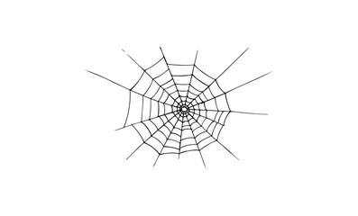 Intricate symmetrical spiderweb design on white background. Vector retro hand drawn illustration.