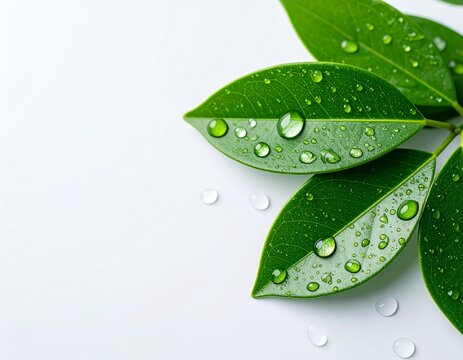 green leaf with water drops