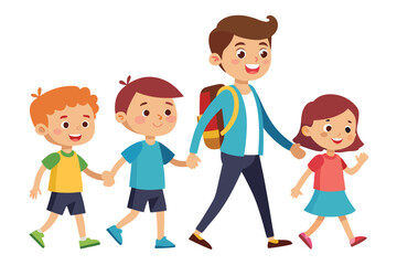 Happy Family Walking Together Holding Hands