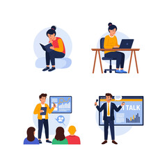 Study progress  Flat Style 2D Vector Illustration of Everyday Life Scene