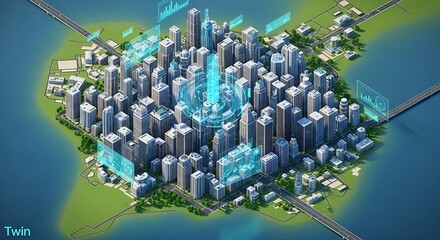 Cityscape Visualization with Holographic Data Overlay