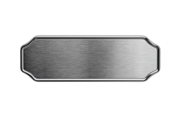 silver shiny blank metal nameplate isolated on transparent background png