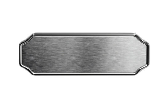 silver shiny blank metal nameplate isolated on transparent background png