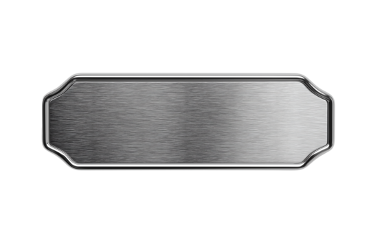 silver shiny blank metal nameplate isolated on transparent background png
