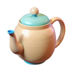 Fototapeta premium Ceramic teapot with blue lid and spout isolated on transparent background