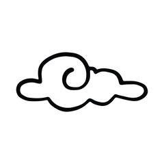 Hand Drawn Cloud Icon Vector Illustration. Simple doodle of fluffy clouds brings joy to children as they imagine their shapes