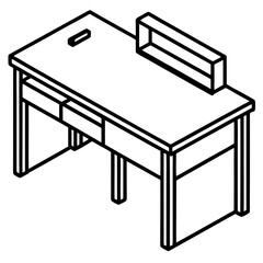 Minimal Isometric Office Desk Scene