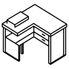 Minimal Isometric Office Desk Scene