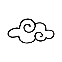 Hand Drawn Cloud Icon Vector Illustration. Simple doodle of fluffy clouds brings joy to children as they imagine their shapes